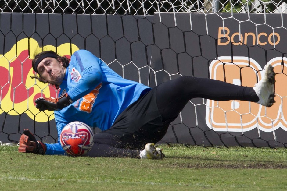Cássio no treinamento de hoje no CT