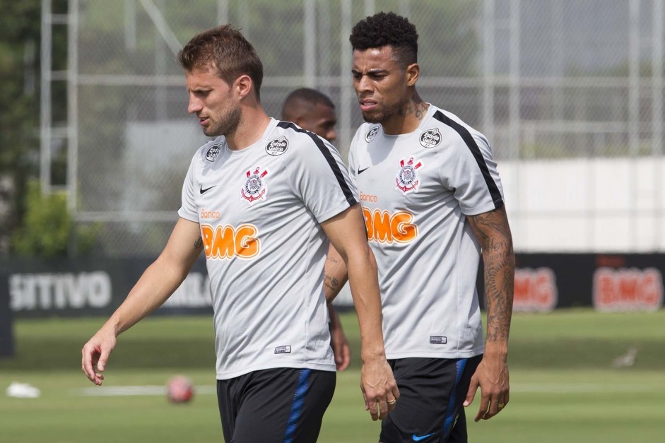 Henrique e Gustavo no treinamento de hoje no CT