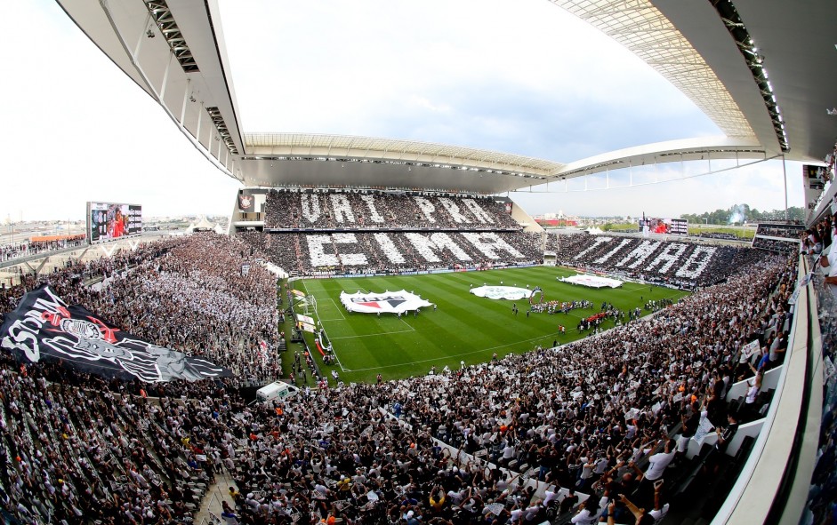 Lindo mosaico na Arena Corinthians para a final contra o São Paulo, pelo Paulistão