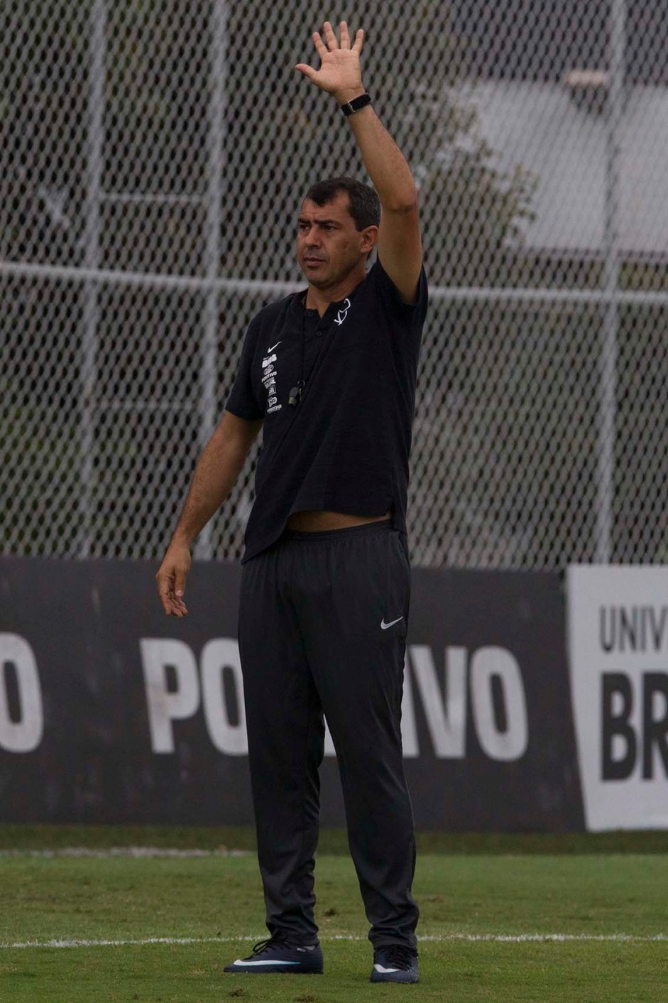 Fábio Carille durante último treino antes da equipe enfrentar a Chapecoense, pela Copa do Brasil
