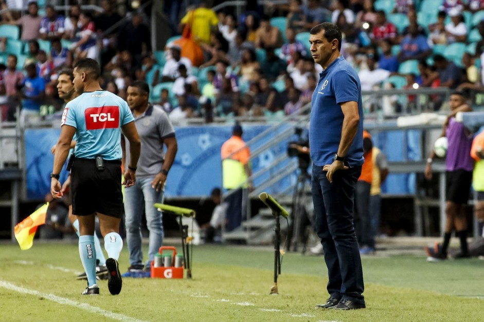 Fábio Carille comandou o Corinthians na derrota para o Bahia, pelo Brasileirão