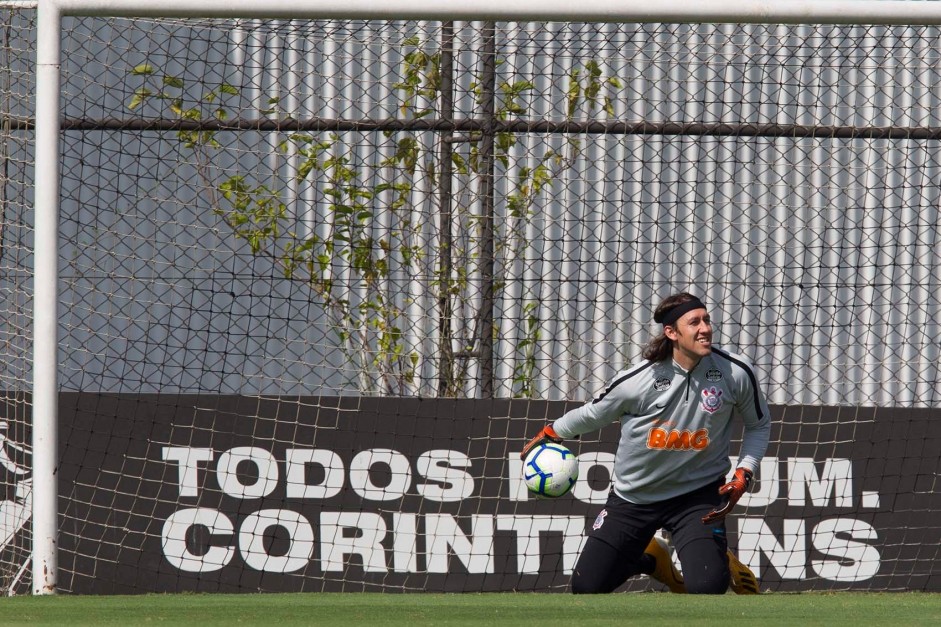 Cssio durante o ltimo treino do Corinthians antes de enfrentar a Chapecoense