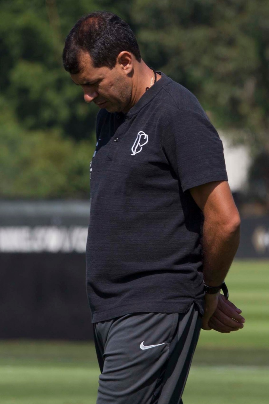 Fábio Carille comandou o último treino do Corinthians antes do jogo contra a Chapecoense