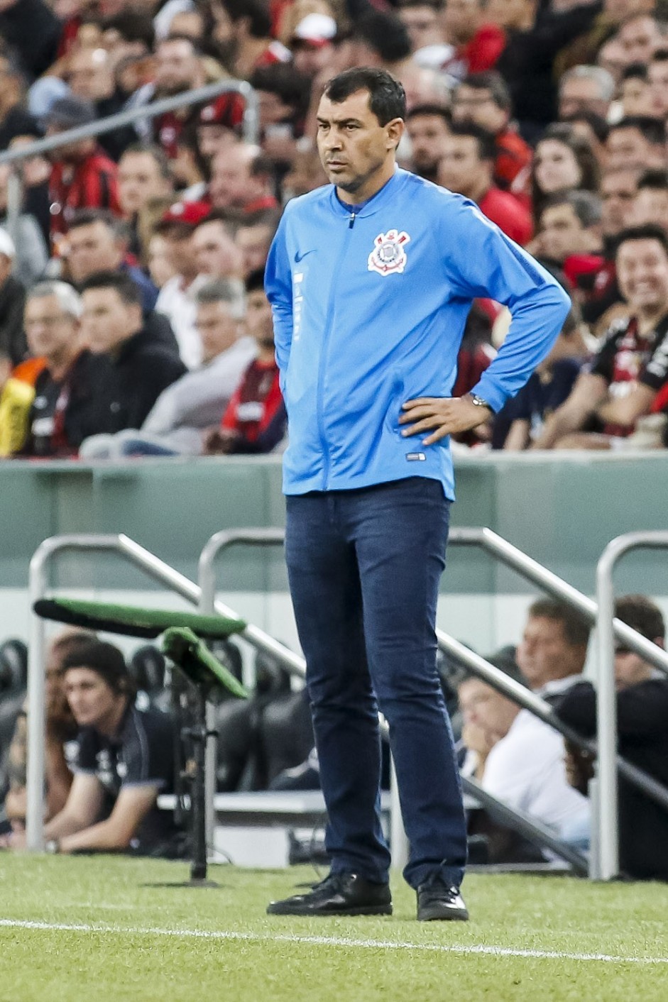 Fbio Carille durante jogo contra o Athletico Paranaense, pelo Brasileiro