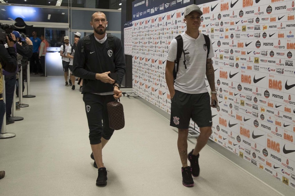 Walter e Richard chegando  Arena Corinthians para jogo contra o So Paulo, pelo Brasileiro 2019