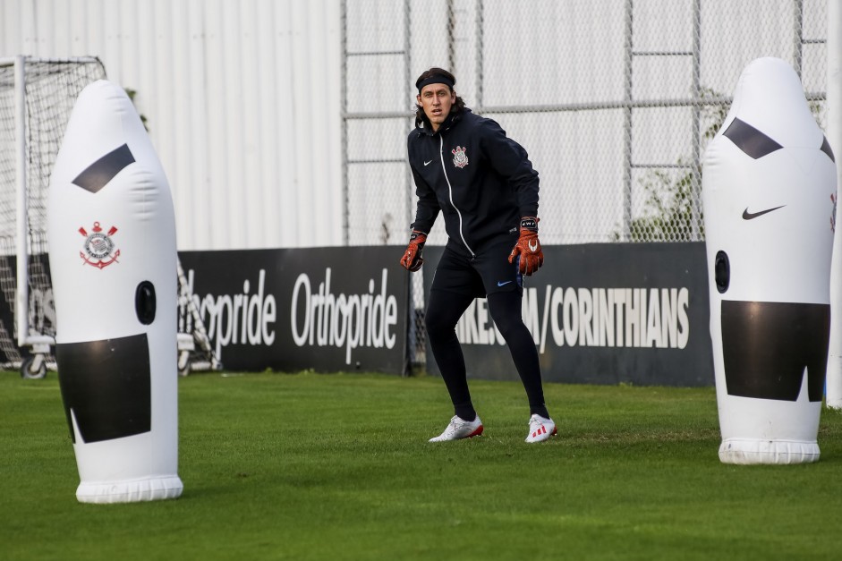 Cássio durante último treino antes do jogo contra o Flamengo, pela Copa do Brasil