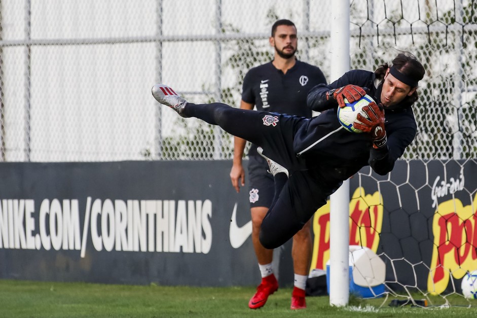 Goleiro Cássio no último treinamento antes do duelo contra o Flamengo, pela Copa do Brasil
