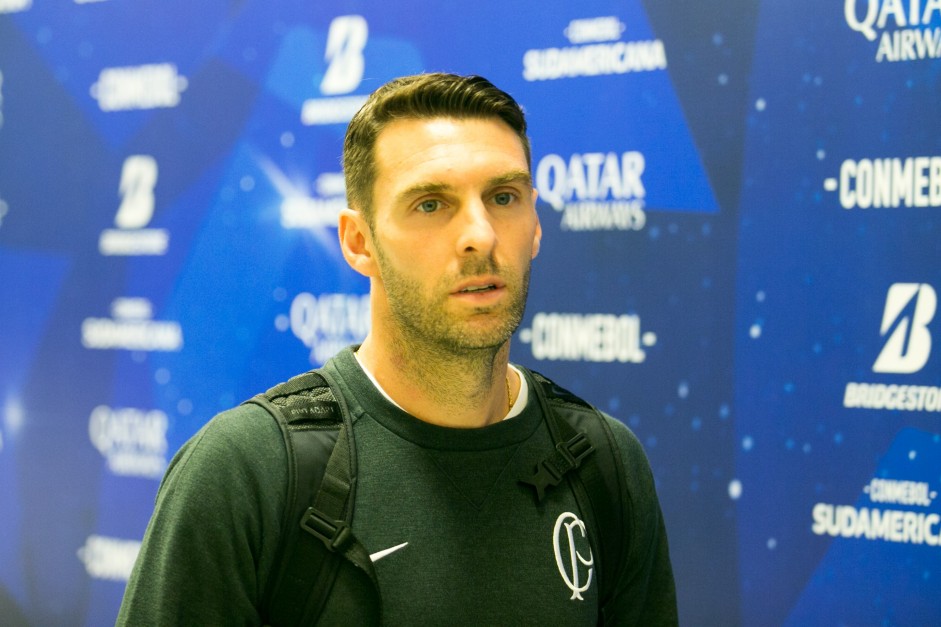 Boselli chegando à Arena Corinthians para duelo contra o Montevideo Wanderers