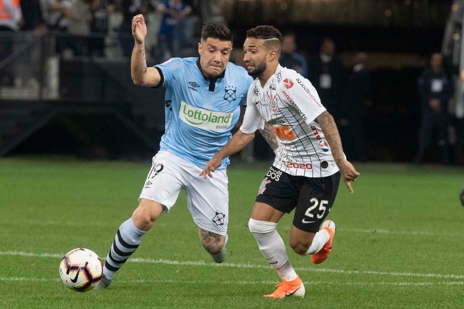 Clayson no jogo contra o Montevideo Wanderers, pela Copa Sul-Americana, na Arena Corinthians