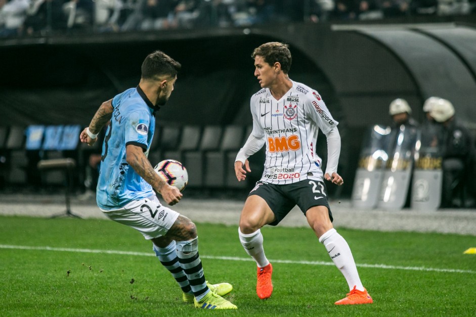 Mateus Vital no jogo contra o Montevideo Wanderers, pela Copa Sul-Americana, na Arena Corinthians