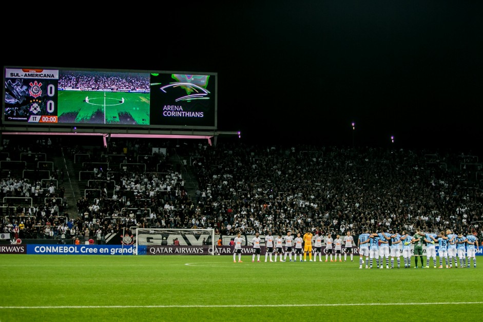 Telão na Arena Corinthians durante jogo contra o Montevideo Wanderers