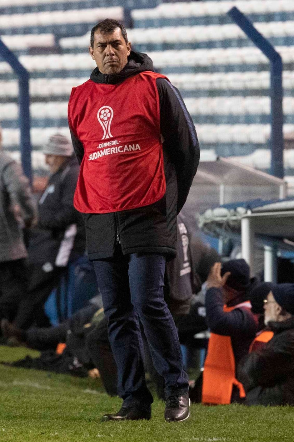 Treinador Fbio Carille no jogo contra o Montevideo, pela Copa Sul-Americana