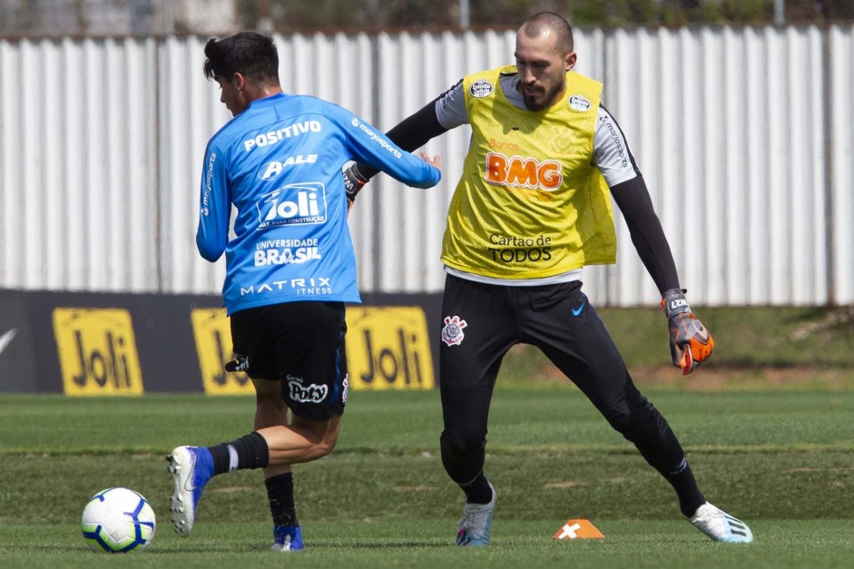 Walter e Araos no primeiro treino aps empate com o Palmeiras