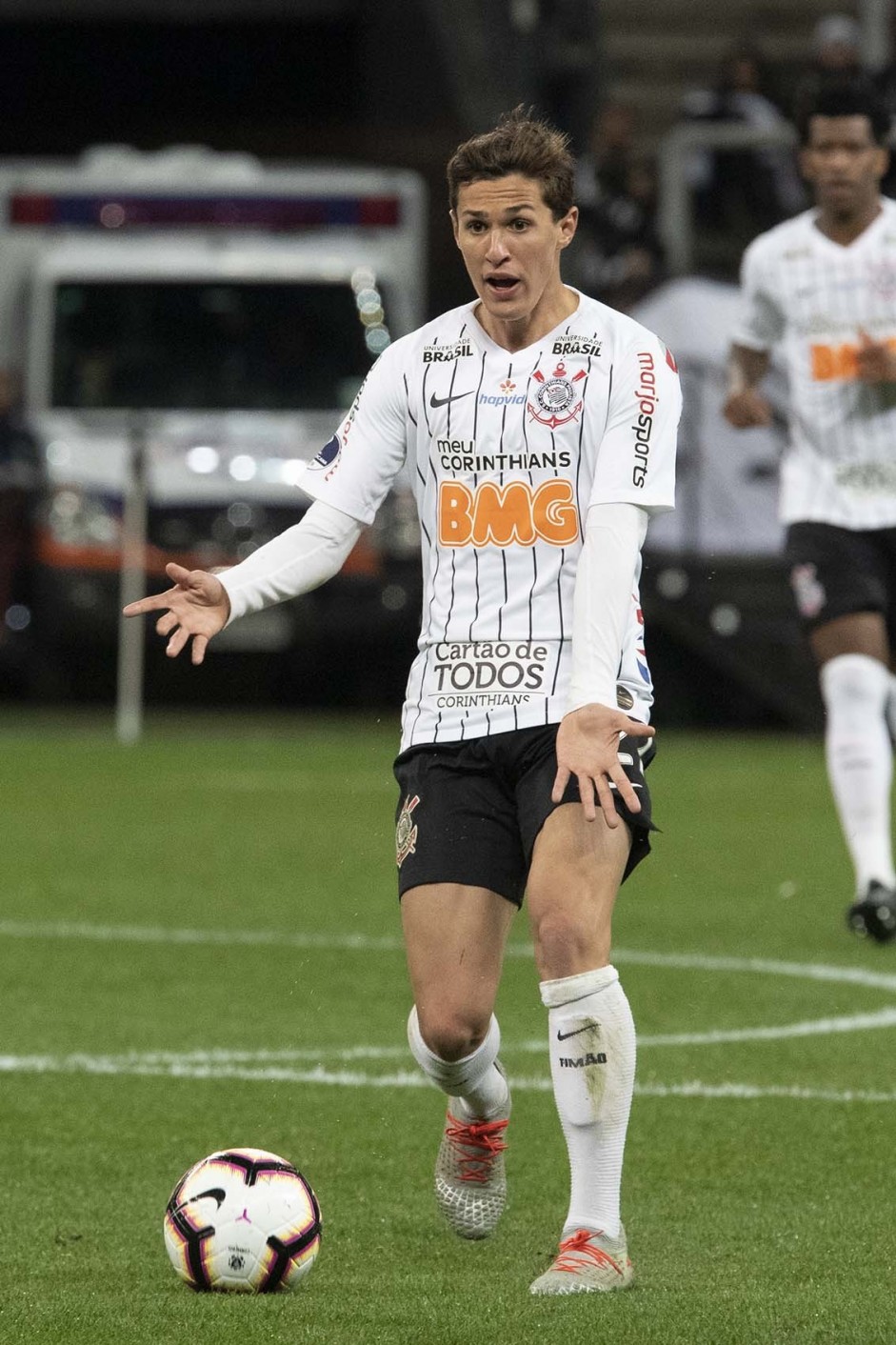 Vital durante partida contra o Fluminense, na Arena Corinthians, pela Sul-Americana