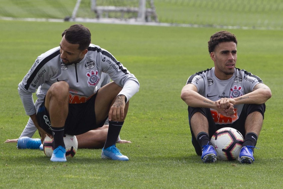 Clayson e Gabriel no último treino preparatório para embate contra o Fluminense