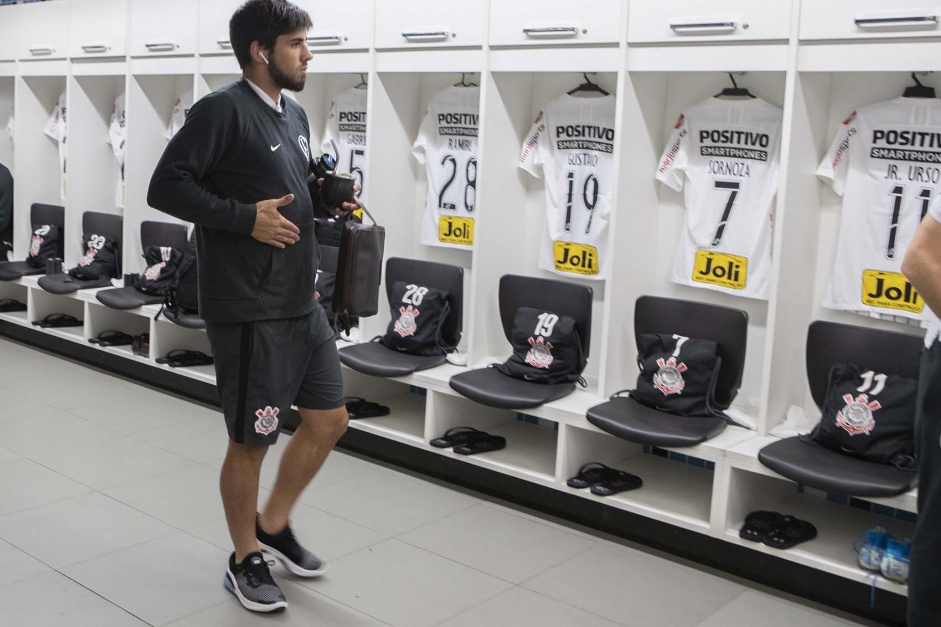 Bruno Méndez no vestiário da Arena do Grêmio, pelo Campeonato Brasileiro