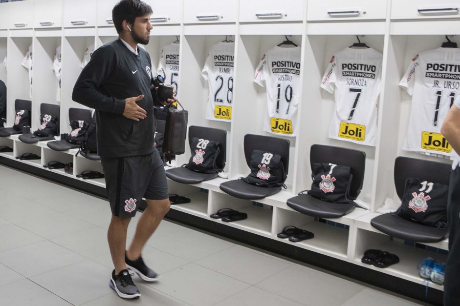 Bruno Mndez no vestirio da Arena do Grmio, pelo Campeonato Brasileiro