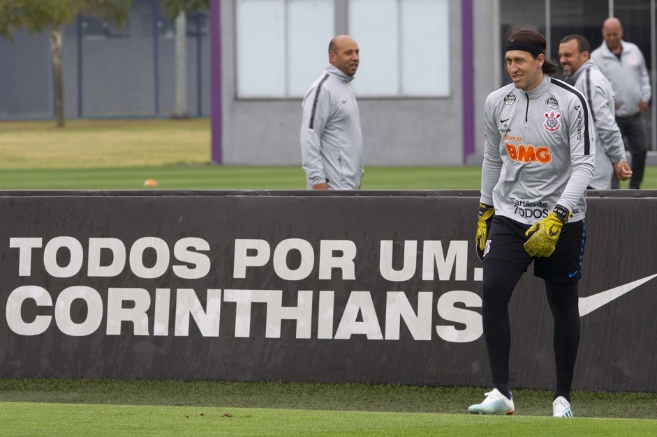 Cássio no último treino antes de enfrentar o Athletico-PR, pelo Brasileirão