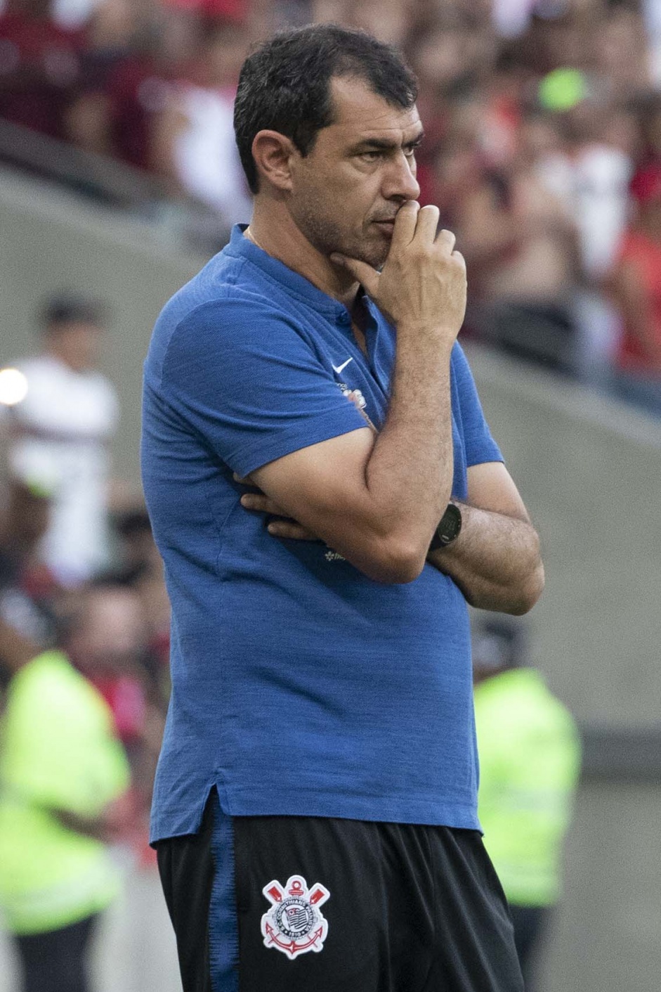 Fbio Carille durante jogo contra o Flamengo, no Maracan, pelo Brasileiro