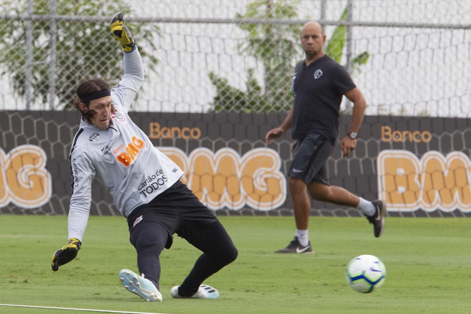 Goleiro Cssio no treinamento do Corinthians desta sexta-feira, no CT Joaquim Grava