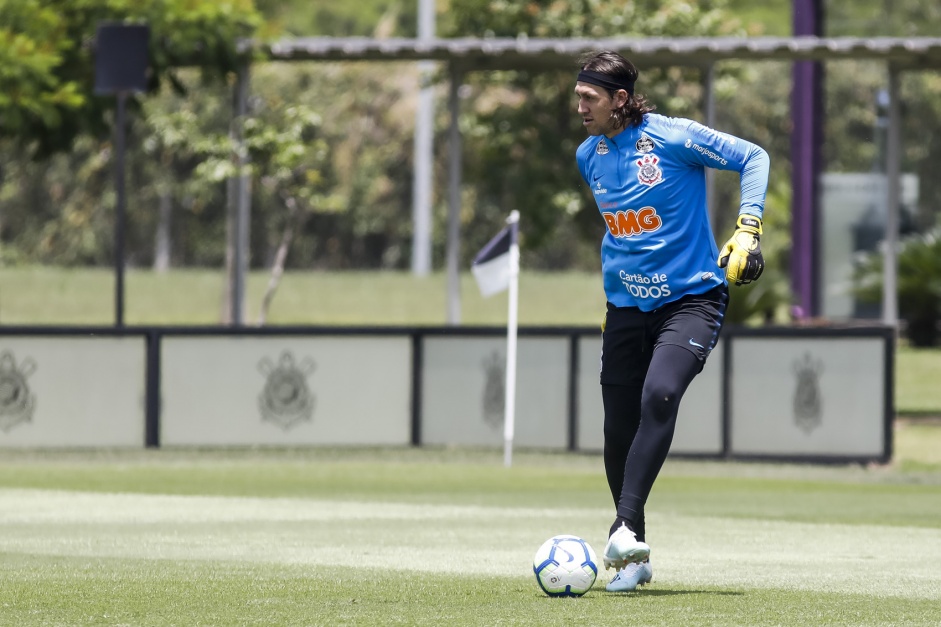 Goleiro Cssio no ltimo treinamento do Corinthians antes do jogo contra o Atltico Mineiro