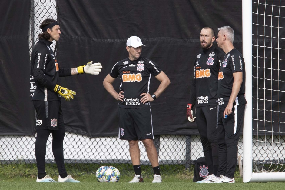Cássio, Walter e comissão técnica no treino em solo americano para estreia no Torneio da Flórida
