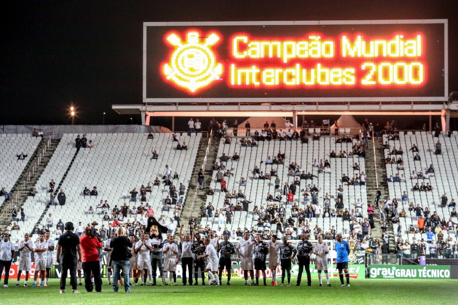 Telo da Arena Corinthians em homenagem aos 20 anos do primeiro Mundial do Timo