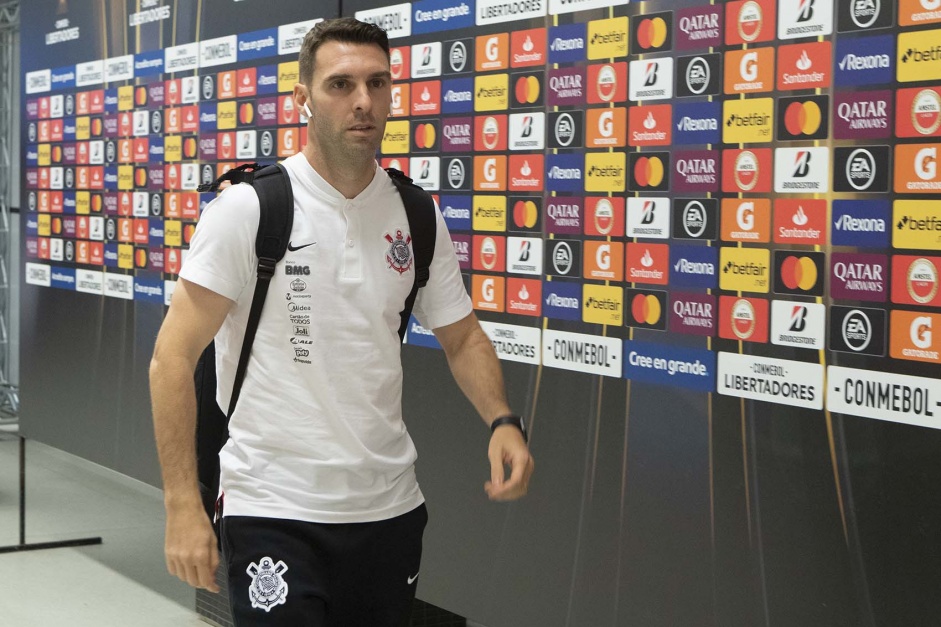 Boselli na chegada do Corinthians na Arena para o duelo contra o Guaran