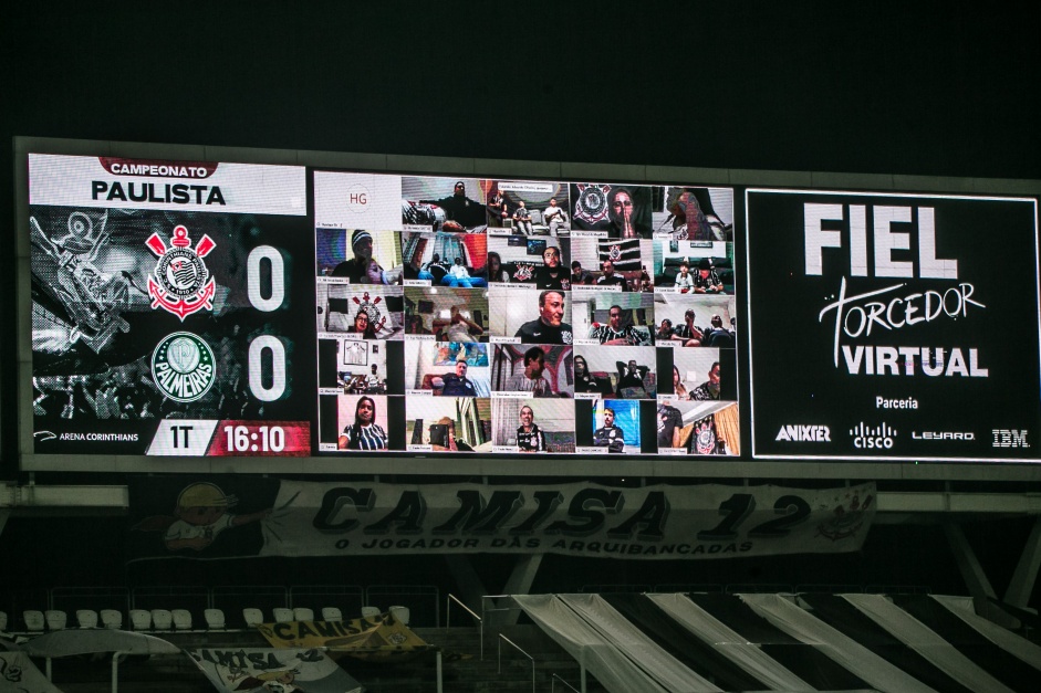 Telão da Arena Corinthians durante clássico contra o Palmeiras