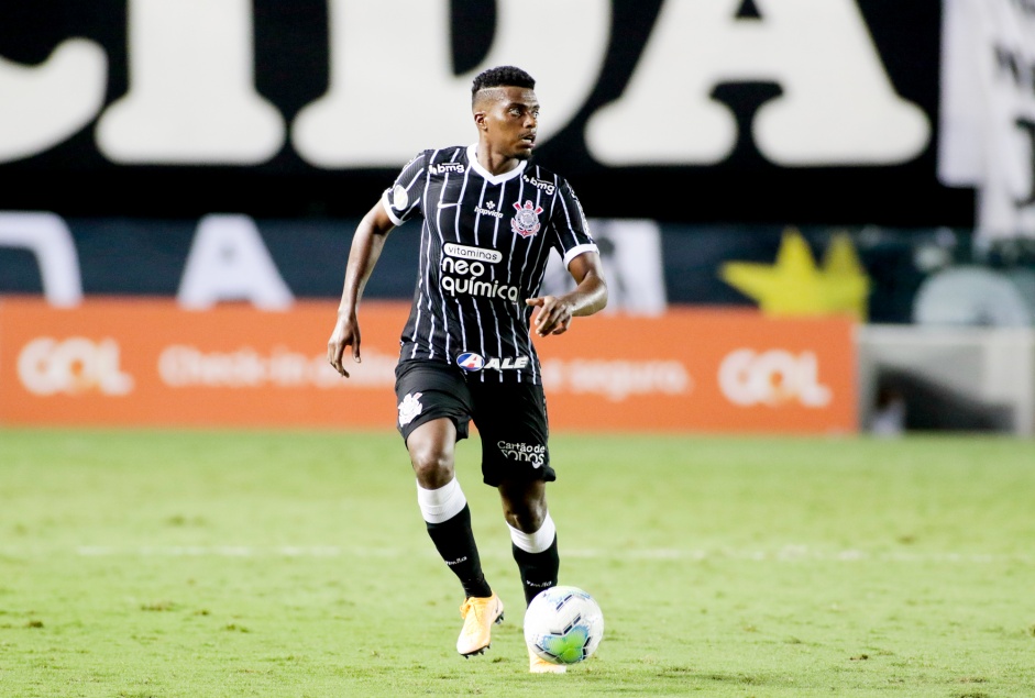Jemerson durante partida entre Corinthians e Santos, na Vila Belmiro, pelo Brasileirão