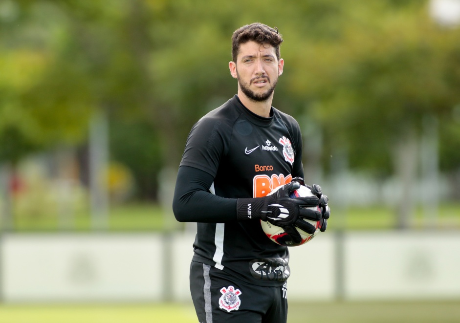 Goleiro Caque Frana durante treino preparatrio para o jogo entre Corinthians e Palmeiras