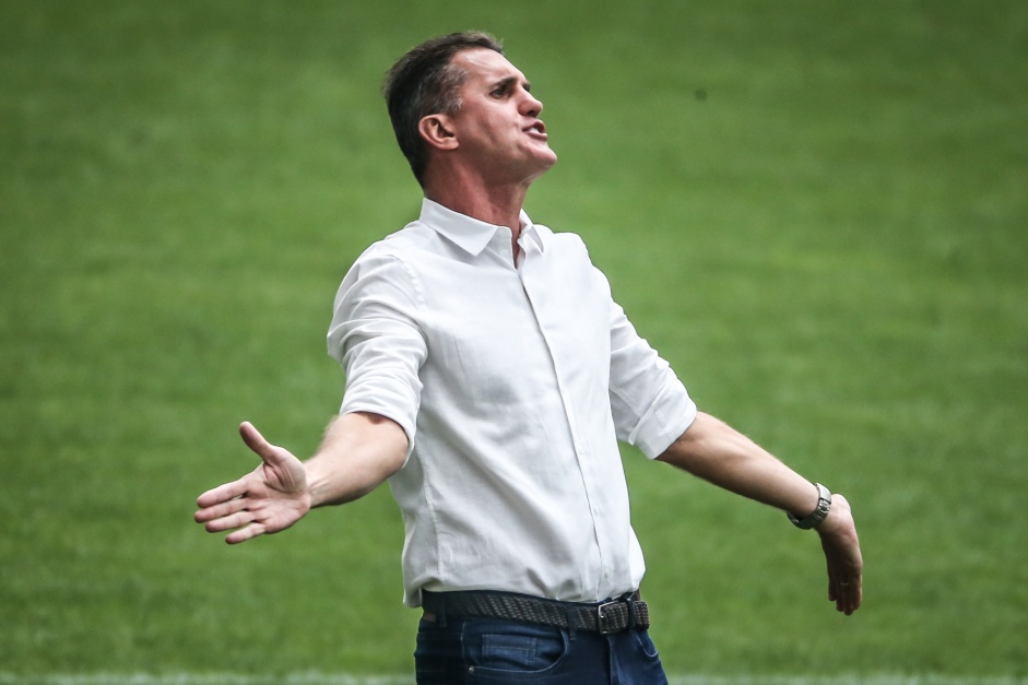 Mancini no jogo contra a Ponte Preta, na Neo Química Arena, pelo Campeonato Paulista