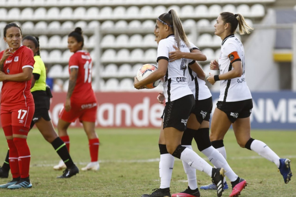 Jogadoras no jogo contra o Amrica de Cali, pela Copa Libertadores Feminina