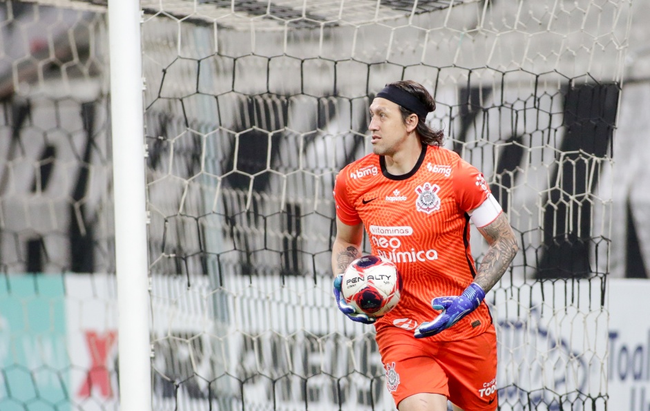 Goleiro Cssio durante duelo entre Corinthians e So Bento, na Neo Qumica Arena