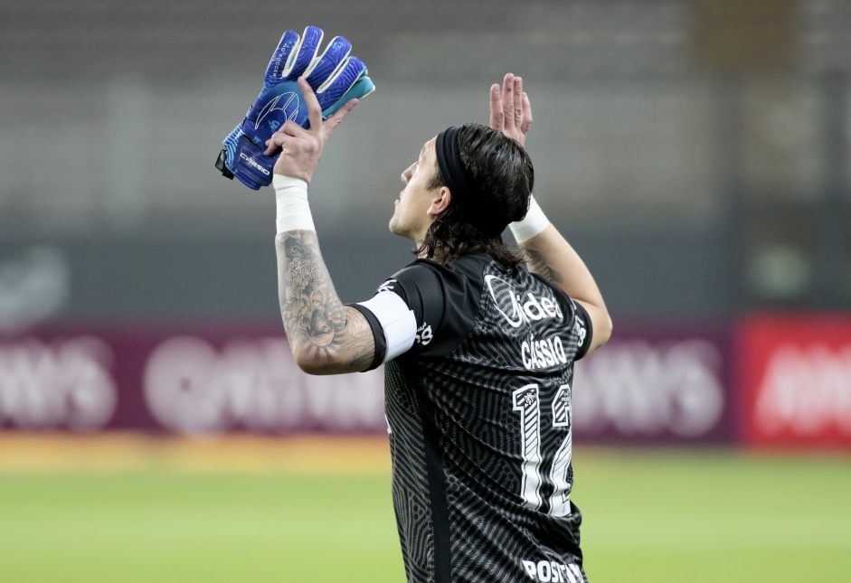 Cássio durante partida entre Corinthians e Huancayo, pela Sul-Americana