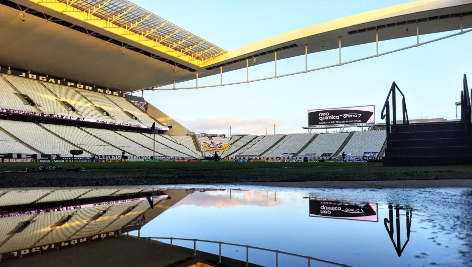 Neo Química Arena pronta para o jogo entre Corinthians e Red Bull Bragantino, pelo Brasileirão