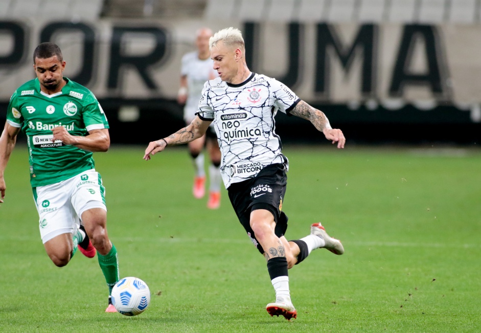 Rger Guedes atuando no jogo entre Corinthians e Juventude, pelo Brasileiro