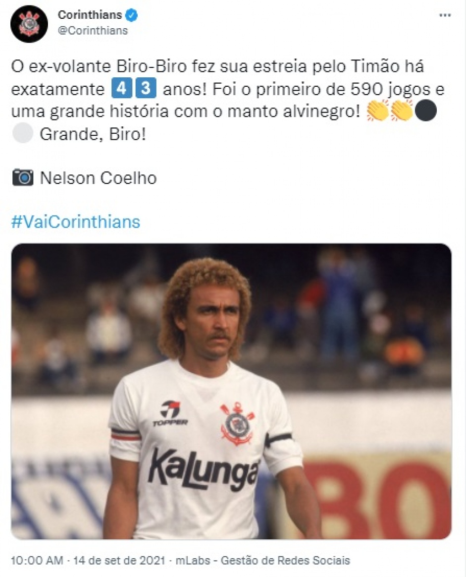 Primeira partida de BiroBiro como jogador do Corinthians completa 43 anos Primeira partida de BiroBiro como jogador do Corinthians completa 43 anos