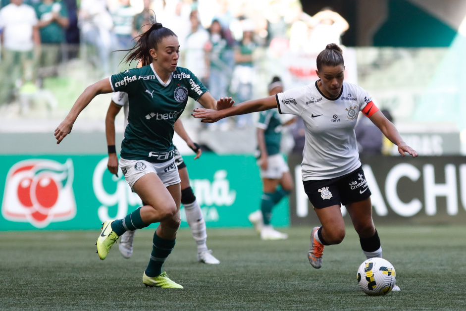 Tamires durante a partida entre Corinthians e Palmeiras pelo Brasileiro Feminino