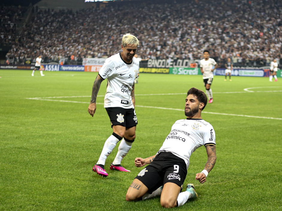 Yuri Alberto durante comemorao do primeiro gol do Corinthians