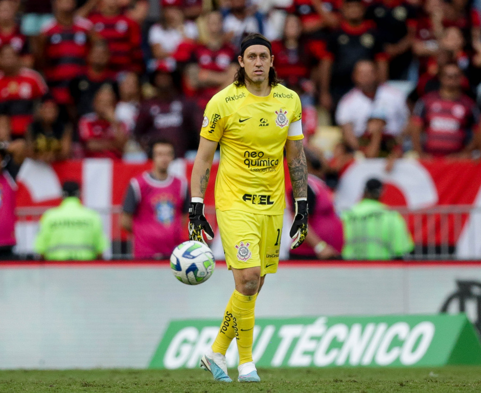 Cássio em campo durante jogo do Corinthians com o Flamengo, pelo Brasileiro 2023 Cássio em campo durante jogo do Corinthians com o Flamengo, pelo Brasileiro 2023