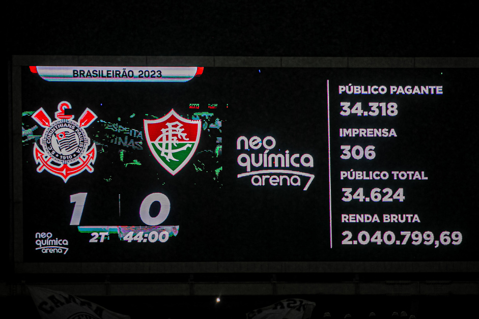 Renda e público do Corinthians na vitória contra o Fluminense, na Neo